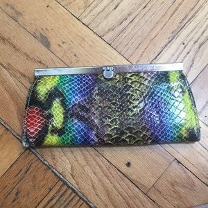 Rainbow snakeskin accordion wallet